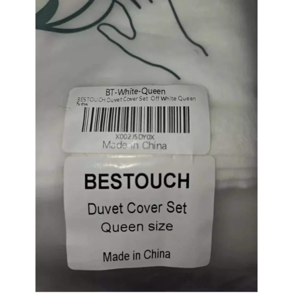 BESTOUCH Duvet Cover Set 100% Washed Cotton Linen Feel Super Soft Comfortable